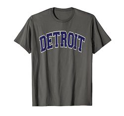 Detroit Michigan Arched Dark Blue Text Maglietta