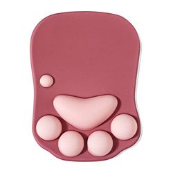 DOBAOJIA Tapis de Souris avec Repose Poignet, Tapis de Souris Ergonomique, Tapis de Souris Chat Kawaii, Tapis de Souris en Gel Silicone, Base Antidérapante, pour la Maison/Bureau/Jeux, Rouge Foncé