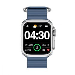Radiant - Jersey - Reloj Inteligente, Smartwatch con Pulsometro, Tensiometro, Monitor de Sueño y Pulsera Actividad Digital. para Hombre y Mujer. Compatible con Android iOS (Silicona Azul)