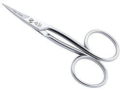 Alpen Forbici per cuticole in acciaio AISI 420, antiruggine, lucidate, curve, 9,0 cm, custodia nera