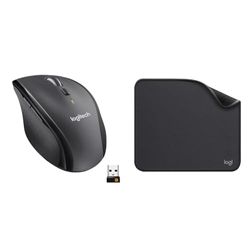 Logitech M705 Marathon Mouse Wireless, Ricevitore USB Unifying 2,4 GHz, 1000 DPI & Mouse Pad - Studio Series, per Computer con Base in Gomma Antiscivolo, Scorrimento Facile