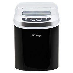 H.Koenig KB12 Máquina silenciosa para Hacer Hielo, 100 W, Capacidad 12 kg, Entre 6 y 13 Minutos, 2 Tamaños de Cubitos, Negro, Plástico, Acero Inoxidable