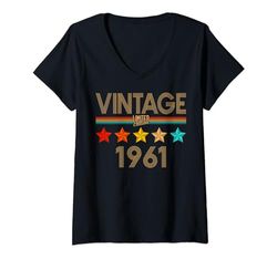 Mujer Decoraciones vintage de 63 cumpleaños vintage 1961 63 cumpleaños Camiseta Cuello V