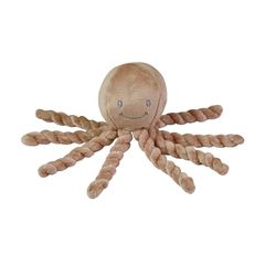 Nattou Polpo di peluche, compagno dalla nascita, 7,5 cm, poliestere, Lapidou, marrone