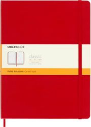 Moleskine Carnet de Notes Classic Lignées, Journal Couverture Rigide et Fermeture Elastique, Format XL 19 x 25 cm, 192 pages, Couleur Rouge Ecarlate,