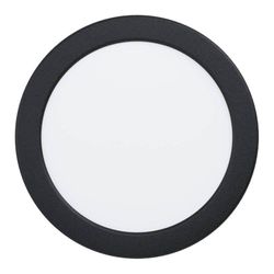 Eglo Connect.z Smart-Home recessed LED Bathroom Spotlight Fueva 6-Z, Flat, Ø 16.6 cm, ZigBee, app and Alexa Voice Control, RGB, Warm-Cold White, dimmable, Black Metal Ceiling spot, IP44