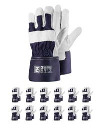 RS TURR Premium Gants de montage en cuir de vachette souple/Taille 10/12 paires/Blanc marine/Gants de travail en cuir/Gants de protection en cuir
