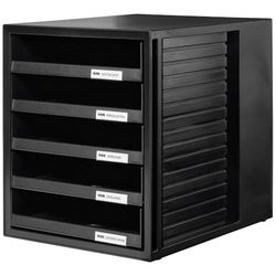 Cassettiera portadocumenti HAN SET-ARMADIO – design accattivante per documenti fino al formato C4, 5 cassetti aperti, nero, 1401-13