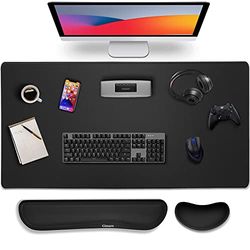 Gimars 3-in-1 Muismat en Toetsenbord Polssteun, 80 x 30 cm Grote Ergonomische Traagschuim Gaming Muismat Polssteunset Ondersteuning voor Typen Pijnverlichting, Polssteunset voor Gamen Bureau Kantoor