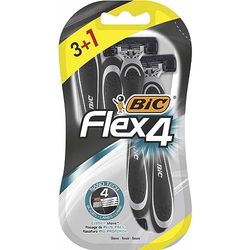 BIC Flex4 maquinillas de afeitar desechables para hombre, para un afeitado apurado y rápido, Blíster de 3+1 cuchillas de afeitar, Estándar