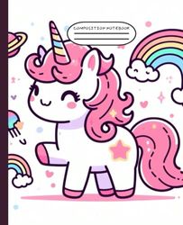 COMPOSITION NOTEBOOK: Cute Pink Rainbow Unicorn