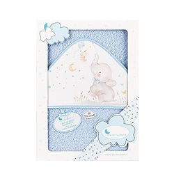 Interbaby 01227-01 dziecięcy ręcznik kąpielowy ELEFANTE niebieski, niebieski