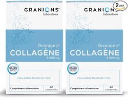 Collagene 2 500 mg | GRANIONS | MADE IN FRANCE | Collagene Marin et Zinc | Anti ride, Anti âge et Anti acné | Collagene Marin Hydrolisé de Type 1 | 120 comprimés = 1 mois