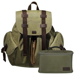 TARION Canvas Camera Backpack Small: Everyday Rucksack with Detachable Camera Insert Bag Canvas Camera Bag for Women Men Photographer Travel Hiking Street Photography Vintage Lightweight Green Michael