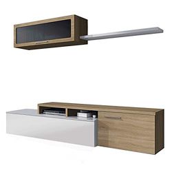 Habitdesign Móvel de sala de estar, sala de jantar, moderno, medidas: 200 x 41/ 34 x 43 cm de altura.