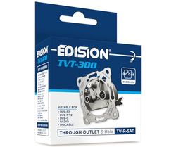 EDISION Antennebus Sat Universal TVT-300, doorgangsdoos TV-R-SAT inbouw 3-gat, geschikt voor satellietDVB-S2, Unicable, terrestrisch DVB-T/T2, kabel DVB-C, radio, FM, DAB+, DC-pas, 3 uitgangen