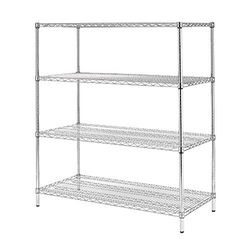 Vogue 4 Tier Wire Shelving Kit 1830x610 mm, Galvanised Zinc, Maximum Load: 340 kg, Size: 1853(H) x 1830(W) x 610(D) mm, Flat Packed Wire Shelves, U259
