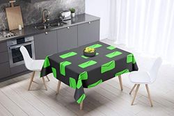 Bonamaison Tafelkleed, Anti-Mold, Sneldrogend, Waterdicht, 100% Polyester Tafellaken, Neon groene rook, 140 x 140 Cm - Ontworpen en Vervaardigd in Turkije