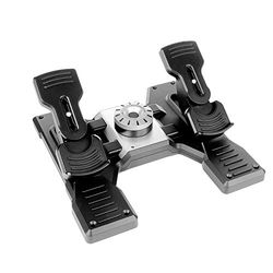 Logitech G Saitek Pro Flight Rudder Pedals, lemão/pedais de voo e travão para simulação de voo, centralização automática, tensão ajustável, USB, PC - preto