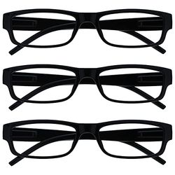 La Compañía Gafas De Lectura Negro Ligero Cómodo Lectores Valor Pack 3 Estilo Diseñador Hombres Mujeres UVR3PK032 +1,50