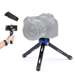 Moman Mini Tripod TR01 Small Stativ Tischstativ Klein Kamerastativ CNC Aluminium 1/4 3/8 Schraubbefestigung MAX.80kg Belastung, Schwarz Blau