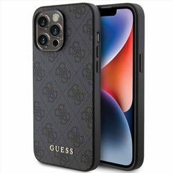 Guess GUHCP15LG4GFGR hoes voor iPhone 15 Pro 6,1" grijs Hard case 4G Metal Gold Logo