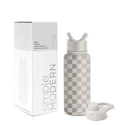 Simple Modern Borraccia Termica con Cannuccia e Tappo a Sorso | Bottiglia Acqua in Acciaio Inossidabile Isolato per Sport e Palestra | Summit | 950ml | Checkmate
