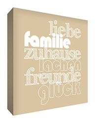 Feel Good Arte HAPHME1515-01G Wandschmuck lona en el estilo de amor y la familia, beige, 38 x 38 cm
