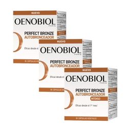 OENOBIOL - PERFECT BRONZE Autobronceador TRIPLO - Acelerador Bronceado Corporal y Facial con Protección Solar - Complemento alimenticio - 90 cápsulas 3 meses