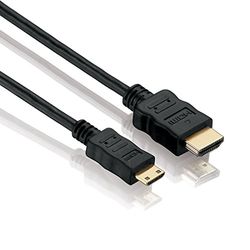 HDSupply x-hc050 xxxe Mini HDMI höghastighetskabel med Ethernet, HDMI A hane (19 stift) till HDMI C skärmad hane (19 stift), 2-vägs, 0,5 -pläterade kontakter, guld, svart