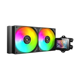 Mars Gaming ML-VISION240, Refroidissement Liquide AIO, TDP 500W, 2X Ventilateurs ARGB avec Noyau en Cuivre et Aluminium FDB, Ã‰Cran LCD IPS 4:3 Rotation 360° et Logiciel, Multisocket Universel, Noir