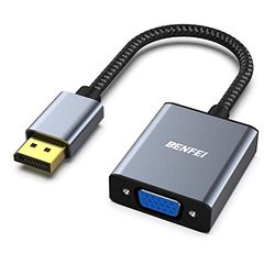 BENFEI DisplayPort-naar-VGA-adapter, DisplayPort-ingang naar VGA-uitgangsadapter compatibel voor Lenovo Dell HP en ander merk [vergulde connectoren, aluminium behuizing en nylonkabel]
