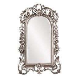 Howard Elliott Sherwood Hanging Accent Wall Mirror, Ornate Arched Antique Silver Resin Frame, Arch Shape Mirror for Home, Living Room, Entryway, 14 x 22 Inch
