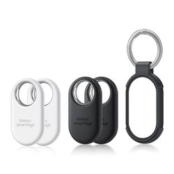 Samsung Galaxy SmartTag2 Bluetooth Smart baken, 4 stuks, versterkte zwarte beschermhoes inbegrepen [exclusief Amazon], compatibel met Samsung Galaxy smartphones, verloren modus, wit/zwart