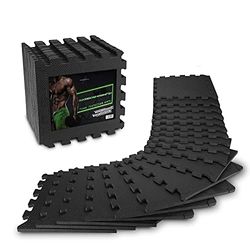 AthleticPro vloerbeschermingsmat fitness [31x31cm] - 18 extra dikke vloermatten [20% meer bescherming] - antislip beschermingsmatten voor fitnessruimte & fitnessapparaten