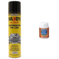 Hammerite 5092943 HAM6710013 400ml Waxoyl Clear Aerosol & 5092819 6100244 90ml Kurust