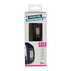 UPFIT - Stappenteller, lcd-display, kleur: zwart, toont tijd, afstand, calorieën en stappen, siliconen band, eenvoudig te bedienen, geschikt voor iedereen, NC, (645911)