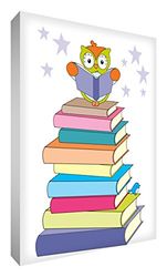 Feel Good Art Decoratief blok de intelligente meneer uil op zijn berg boeken, 14,8 x 10,5 x 2 cm