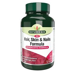 Natures Aid Hair Skin and Nails Formula – Supports Growth, Strength & Radiance – High Potency Natural Supplement – 90 Vegan Tablets – with Biotin, Zinc, Vitamin C, MSM & Silica