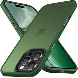 Anqrp designat för iPhone 16 Pro Max-fodral, [militär stötsäker] supermjukt silikon smalt genomskinligt matt skyddande telefonfodral, kompatibel med iPhone 16 Pro Max 6,9 tum, grön