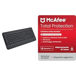 Logitech Signature K650 | Bluetooth, Logibolt USB | Italiano QWERTY - Grigio + McAfee Total | 4 + 1 Dispositivo | 12 mesi, download digitale