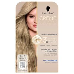 Schwarzkopf - Coloration Permanente - Creme Supreme- Resultat Couleur Uniforme - Coloration Creme Soin - Bonding - Pre-serum et Masque Soin - Couverture 100% Cheveux Blancs -9-16 -Blond Clair Cendré