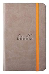 RHODIA 118644C - Carnet Rigide Taupe - 9 x 14 cm - Ligné - 192 pages - Papier Clairefontaine Ivoire 90 g/m² - Marque-Page, Fermeture Élastique - Couverture Simili Cuir - Collection Rhodiarama
