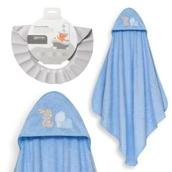 Interbaby - Mantello da bagno per bambini + cappello regolabile | Asciugamano con cappuccio 100% cotone, unisex, morbido, asciugatura rapida, ideale per neonati, neonati e bambini piccoli, design orso