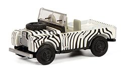 Schuco 452651700 Land Rover 88, utan Softtop, modellbil, 1:87, vit/svart Zebradesign