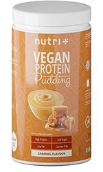 nutri+ Proteína en Polvo para Pudín Vegano Sabor Caramelo 500 g 83,4% de proteínas con sólo 113 calorías Postre bajo en azúcar