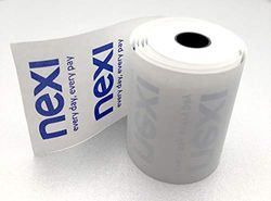 Nexi, Lot de 50 rouleaux de papier thermique pour poss, boîtes de rouleaux de papier à rebords, 57 mm x 18 m, papier thermique 55 g, compatible avec POS traditionnels