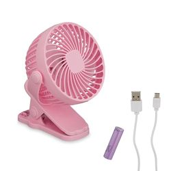 Relaxdays mini ventilator, 3 snelheden, kantelbar, met klem, stil, kantelbaar, bureau, auto, met usb, in div. kleuren