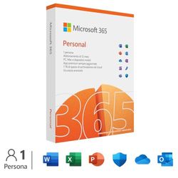 Microsoft 365 Personal - 1 persona- Per PC/Mac/tablet/cellulari - Abbonamento di 12 mesi