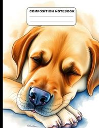 Drawing Of A Labrador Sleeping Peacefully At Home College Ruled Composition NoteBook: Glossy Paperback Notebook: 120 Pages Size 8.5 Inches By 11 Inches